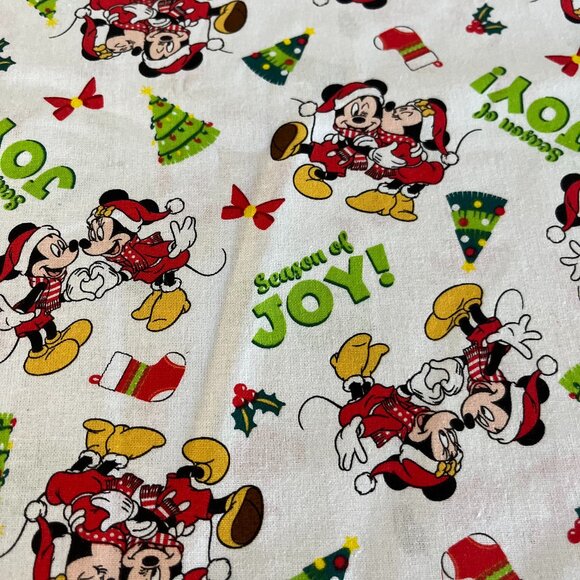 Darling MICKEY & MINNIE CHRISTMAS Handmade Cotton Pillowcase Standard/Queen - Picture 1 of 2